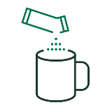 Illustration au trait d’un sachet étant versé dans une tasse