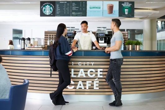 Starbucks business service with barista 