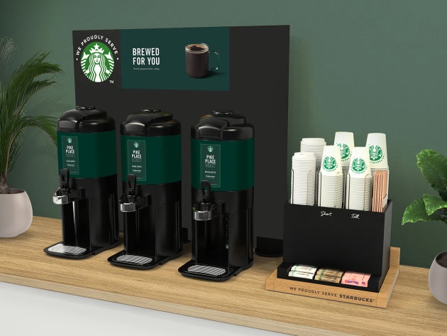 En résumé, la solution café filtre comprend une station de café en libre-service avec deux grands distributeurs de café.